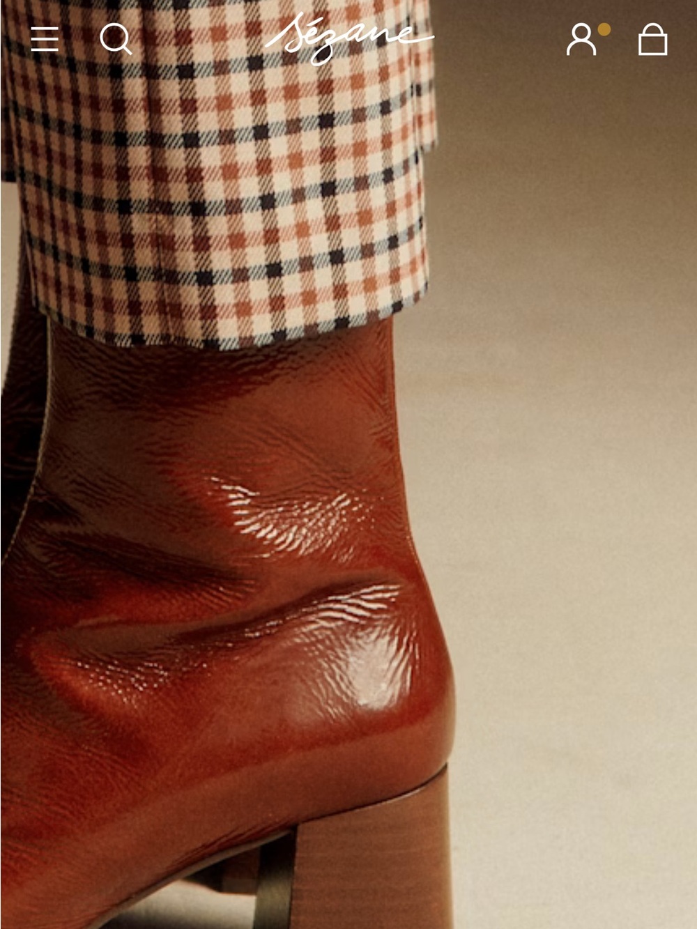 Sézane Brown Patent Leather Ankle Boots - Picture 2 of 8